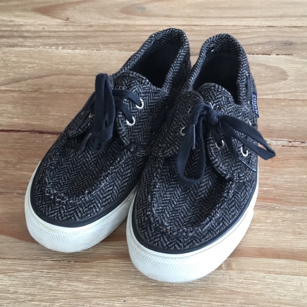 Sperry TOP SIDER X Penfield Wool Herringbone Tweed Boat Shoes Lace Up Seamate